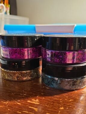 Set of Reflective Chunky Glitter Jars - Purple, Gold, Blue